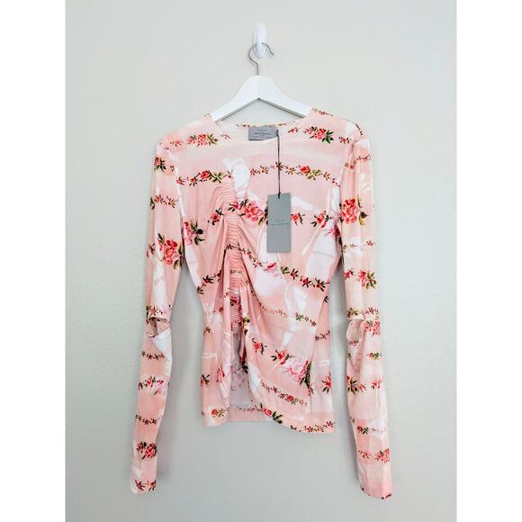 NWT Preen by Thornton Bregazzi Misha Top Pink Blouse Size XL Stretch Crepe $498 - Picture 2 of 10